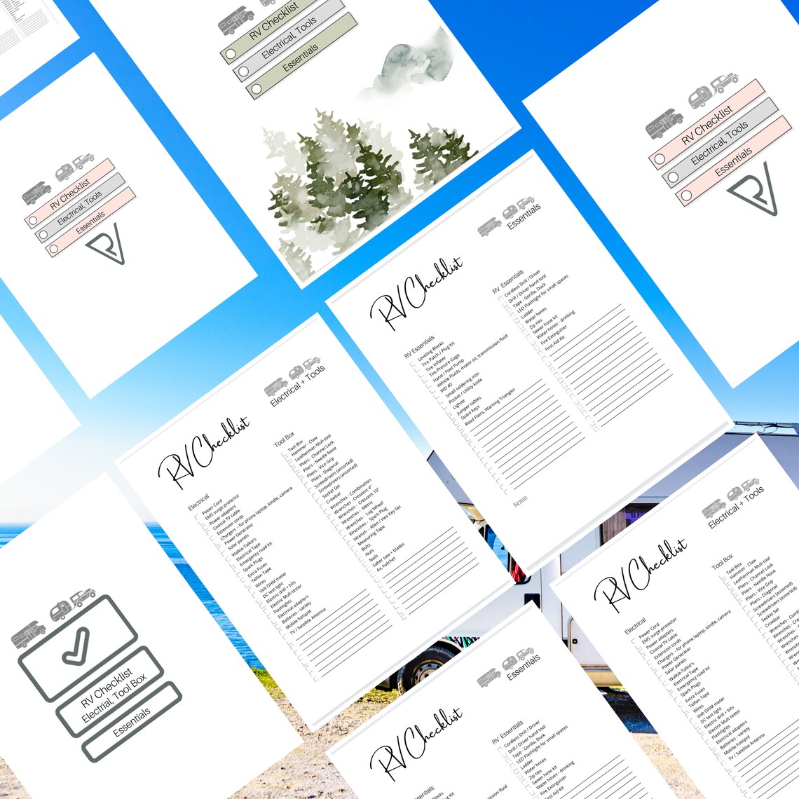 Printable RV Essentials Checklist, RV Must Have Checklist, Travel