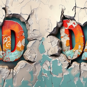 Zestaw 3D Graffiti DAD Mug Wrap Zestaw 3D Mug Wrap Otwór w ścianie Tata Kubek Wrap Tata png 3D Tata Dzień Ojca Kubek Wrap Graffiti Tata ZNIŻONA CENA