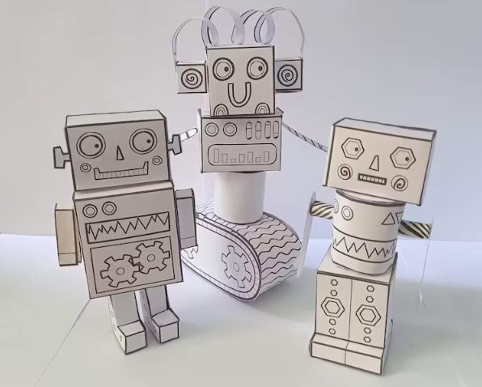 Robot Craft Printable Paper Models, Digital Download, Jpegs and SVG Files, Colouring and Model ...