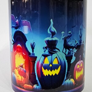 Happy Halloween neon V1 mug skulls haunted house scary gift box new