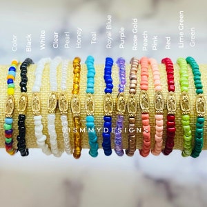 Stretchable Our Lady of Guadalupe, Virgin Mary Bracelets,Handmade Bracelets,Gift for Her/Him,Pulseras elásticas, Nuestra Señora de Guadalupe