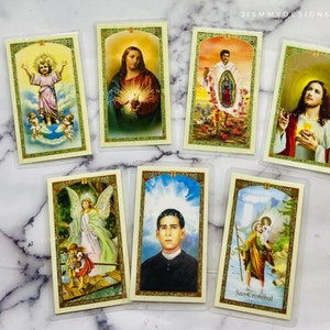 Carte de prière religieuse espagnole • Corazon de Jesus • Divino Nino Jesus • Juan Diego • Angel de la Guarda • Peticion a Santo Toribio Romo