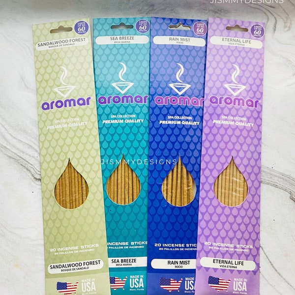 Aroma Incense Sticks, Sandalwood forest, Sea Breeze, Rain Mist, and Eternal Life Aroma, Meditation, Calm, Relaxation, Jismmy Designs