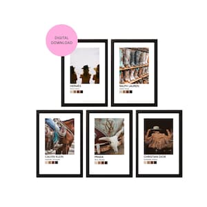 SET OF 5 [Neutral Western Pack] 18x24" Luxury Aesthetic Cowgirl Digital Download, Printable Wall Art, Hypebeast Decor, Southwest Prints