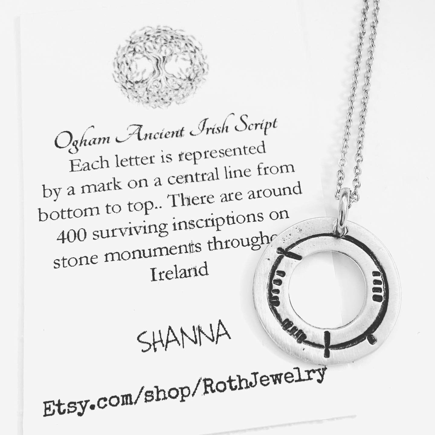 Name Necklace in Ogham Irish Script 
