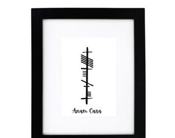 Ogham Anam Cara Wall Art – Personalized Irish Soul Friend Print, Celtic Home Decor