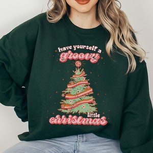 Retro Weihnachtsbaum Sweatshirt, Groovy Christmas, Weihnachtspullover, Weihnachtspullover, Weihnachtspullover für Frauen, Winter Sweatshirt