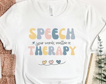Camisa SLP retro, camisa de patólogo del habla y el lenguaje, regalos SLP, camiseta de lenguaje de señas, camiseta del habla, regalo del terapeuta del habla, patología del lenguaje