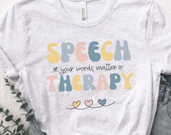 Camisa SLP retro, camisa de patólogo del habla y el lenguaje, regalos SLP, camiseta de lenguaje de señas, camiseta del habla, regalo del terapeuta del habla, patología del lenguaje