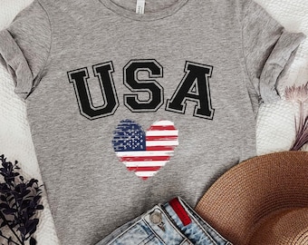 USA Distressed Flag Shirt T-Shirt, 4th Of July Shirt, Patriotic Shirt, USA Shirt, America Shirt, Gift For Her, Cute USA Shirt