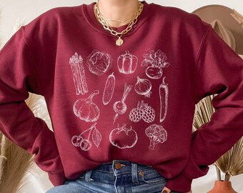 Vegetable Sweatshirt, Garden Shirt, Nature Sweater, Gift for Farmer, Gardening, Veggie Lover, Healthy Tee, Foodie