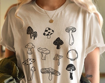 Esthetisch paddestoel shirt, paddestoel shirt, magische paddestoel shirt, botanische shirt, Cottagecore shirt, natuurliefhebber paddestoel Tee, schimmel shirt