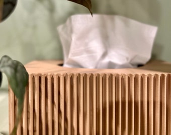 Tissue box cover with wavy lines, Made from Plant-based Materials, 3D Printed