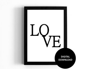 Love Printable Wall Art, Printable Wall Art, LOVE, Valentine Wall Art ...