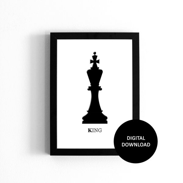 King Chess Wall Art, King Wall Art, Chess Gift For Him, Perfect Chess Gift, Digital Wall Art, Motivational Wall Art For Your Office