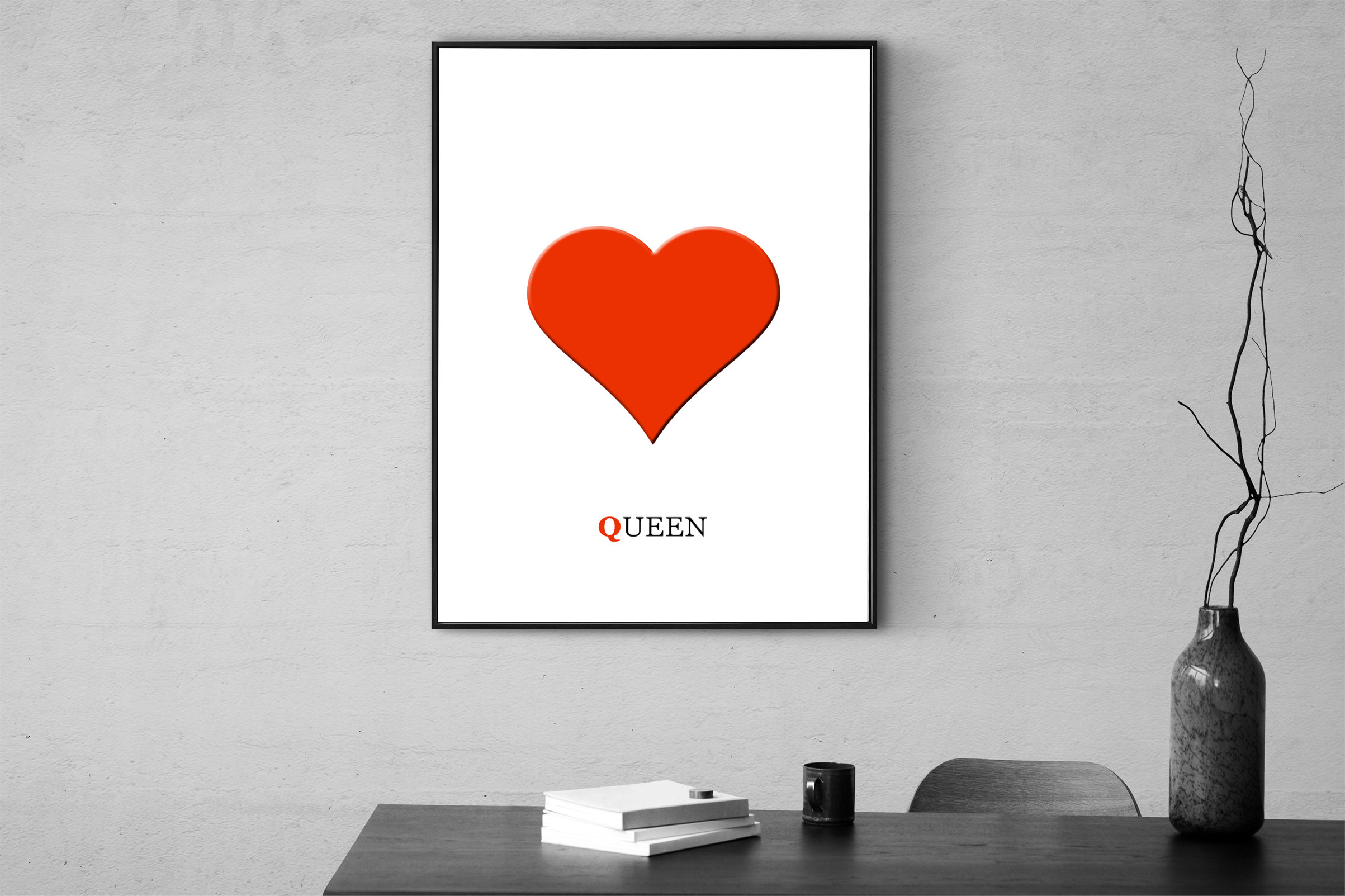 Queen of Hearts Wall Art, Queen Wall Art, Queen Wall Decor, Queen Poster, Queen Poster Download