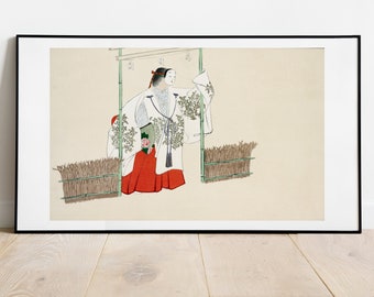 Japanese Vintage Digital Print - Geisha Kimono Japan Oriental Wall Art Printable Poster Decor Old Woodblock Wallpaper Prints Paint