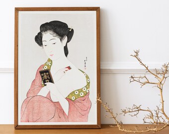 Japanese Vintage Digital Print - Geisha Kimono Japan Oriental Wall Art Printable Poster Decor Woodblock Paint Instant Download