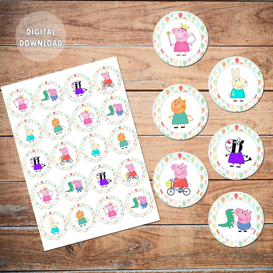 Peppa Pig Cupcake Toppers Printable Etsy