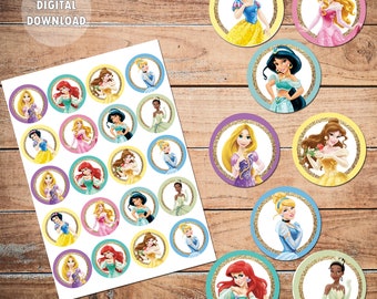 Printable Princess cupcake toppers-round