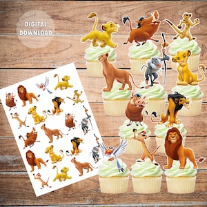 Lion King Cupcake toppers, Digital Download, Timon and Pumbaa cupcake toppers, Simba Cupcake toppers, Printable cupcake toppers