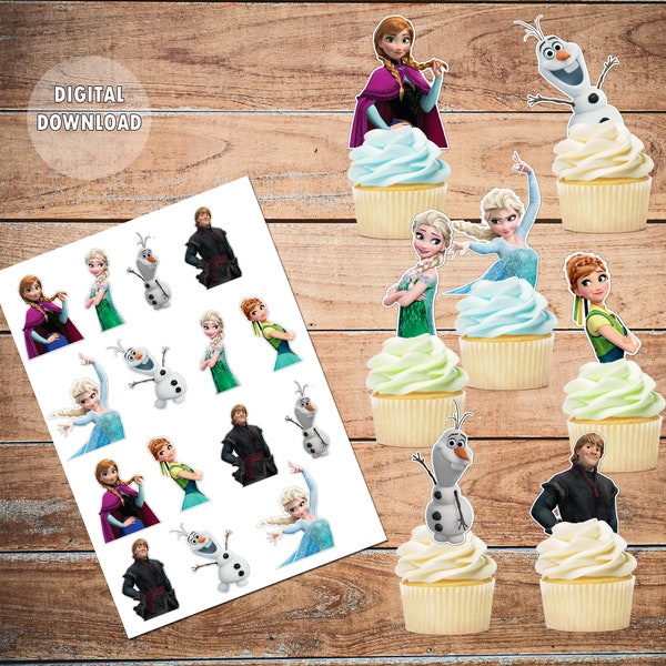 Frozen cupcake toppers, Instant Download,  Elsa Cupcake toppers, Anna Cupcake toppers, Olaf Cupcake toppers, Frozen party printable
