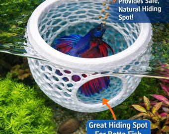Floating Betta Fish Hide – 3D Printed Aquarium Dome, Stress Relief