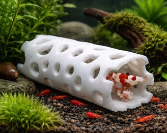 3D Printed Aquarium Hide – Shrimp Cave Breeding Tube for Betta, Gourami, Tetras – Aquascape Decor