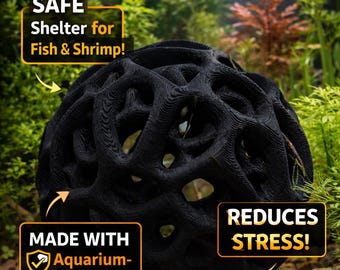 3D Printed Aquarium Hide Cave Black – Shrimp Fish Betta Safe Freshwater Decor