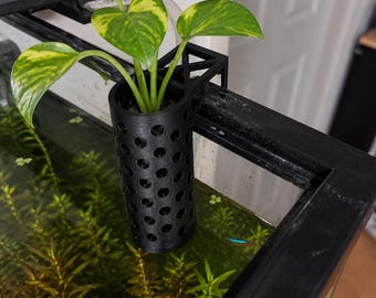 Black Aquarium Plant Holder – Hanging Rim Planter – Fish Tank Pothos Holder – Aquaponic Basket – 3D Printed Aquarium Accessory