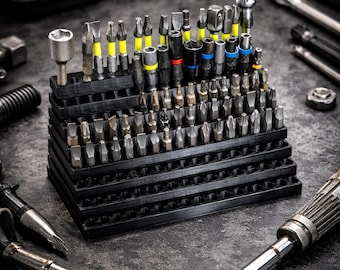 3D Printed Screwdriver Bit Holder | 1/4" Hex Bit Organizer Rack