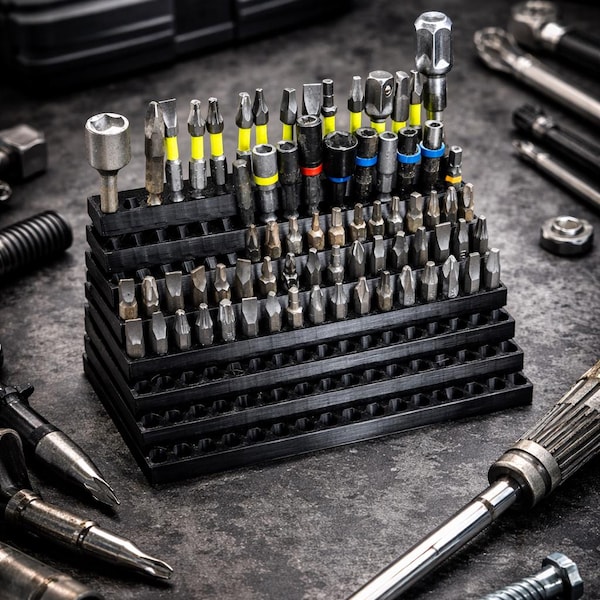 3D Printed Screwdriver Bit Holder | 1/4" Hex Bit Organizer Rack