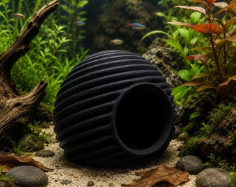 Black Aquarium Cave Hide, Fish Tank Shelter, Shrimp Hideout, Pleco Cave, Betta Hide, Aquarium Decor, 3D Printed Fish Cave