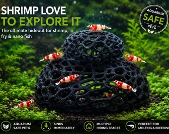 Shrimp Cave Aquarium Hide | 3D Printed Shrimp Hideout | Breeding & Molting Shelter | Fish Tank Decor