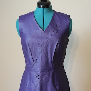 Vintage Eyelet Trim Purple Leather Dress