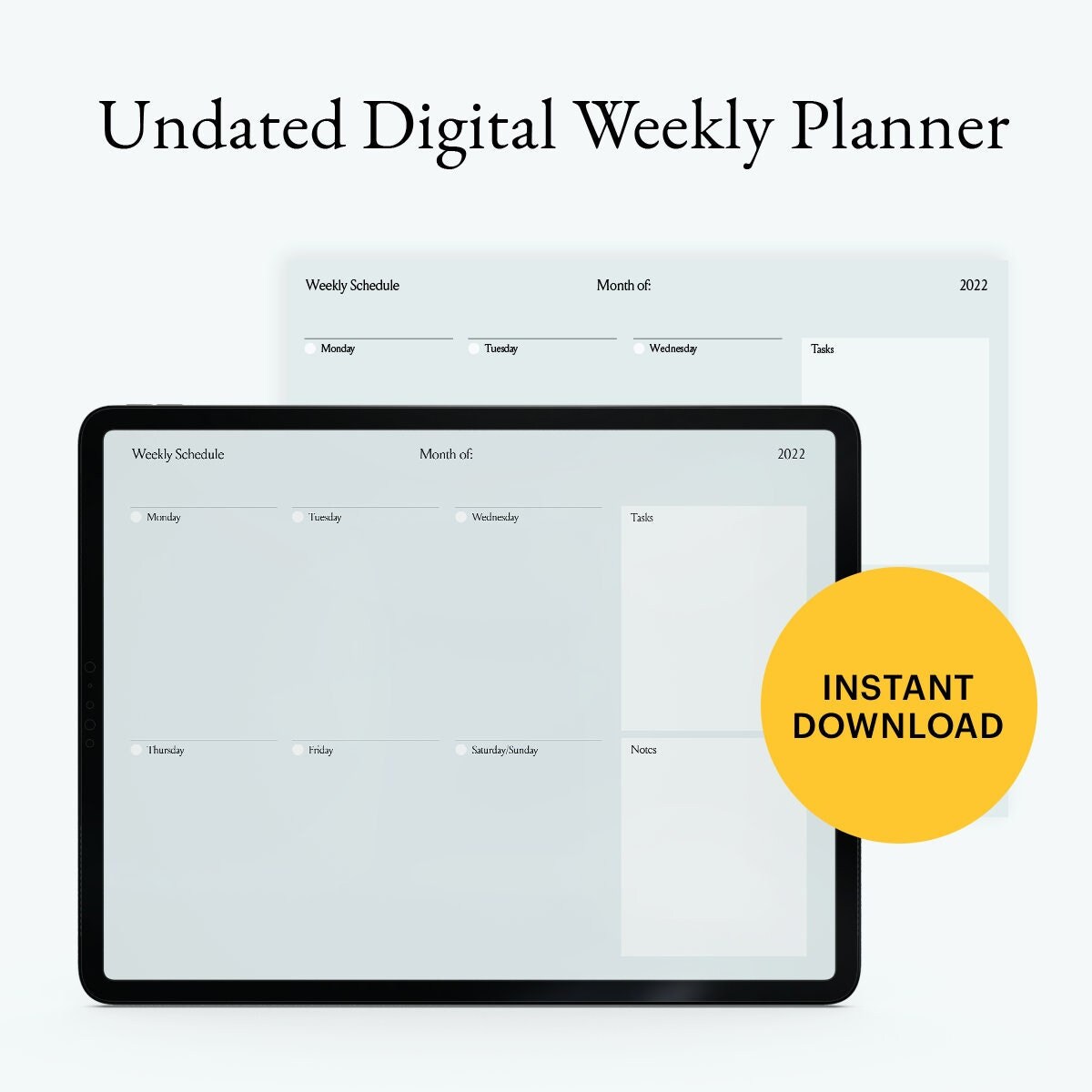 Chic & Modern Undated Weekly Digital Planner, Weekly Planner and Notes ...