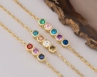 Silver Birthstone Necklace, Gold Birthstone Necklace, Family Birthstone Necklace, Dainty Birthstone Necklace, Gift for Grandma, Gift for her