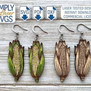 Corn Cob Dangle Earring SVG, Thanksgiving Harvest Laser Cut Earring SVG, Commercial Use SVG