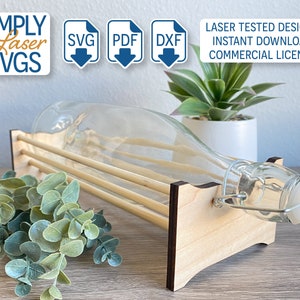 Houten wijnfleshouder SVG, laser gesneden wijndoos bestand, moderne wijnrek, laser gesneden home decor bestanden, keuken decor SVG