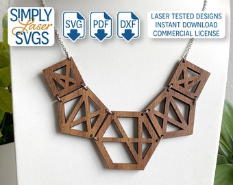 Geometric Statement Necklace SVG, Laser Cut File (PDF, DXF)