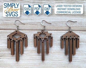Western Dangle Earring SVG Bundle, Tribal Laser Cut Files (Digital Download)