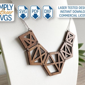 Modern Geometric Necklace SVG, Laser Cut Necklace File, Hexagon Necklace SVG, Commercial Use File image 4