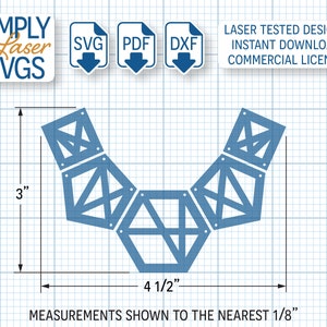 Modern Geometric Necklace SVG, Laser Cut Necklace File, Hexagon Necklace SVG, Commercial Use File image 2