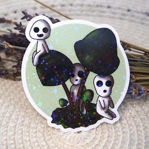 Waldgeister Aufkleber | Forest Spirit Sticker | Laptop Sticker | Vinyl Sticker | Anime | Glitzereffekt Sticker | Deko Sticker
