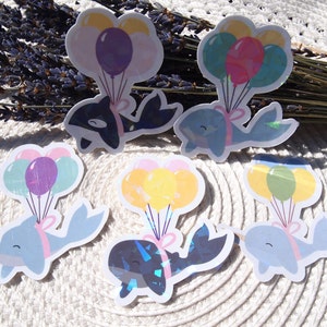 Walvis Sticker | Walvis Ballon Sticker | Duurzame stickers | Laptopstickers | Vinylstickers | Decoratieve stickers | Glitterstickers | Holo-stickers