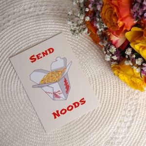 Envoyer une carte postale Noods | Carte de vœux Din A6 | 14,8 cm x 10,5 cm | Carte postale de boîte de nouilles | Carte postale inspirée de la cuisine asiatique |