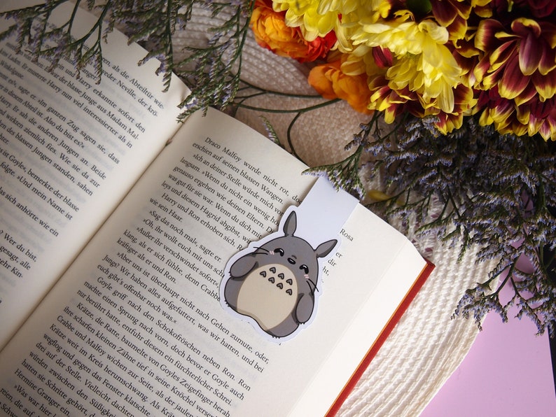 Magnetic bookmark gray bear Nature Yokai bookmark Nature Yokai bookmark Magnetic Anime bookmark Decoration image 1