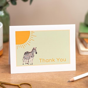 Merci à l'assistant d'enseignement | Enveloppe doublée de luxe | Merci de votre soutien | A6 | Zèbre inspiré de la jungle | Carte Merci d'être merveilleux