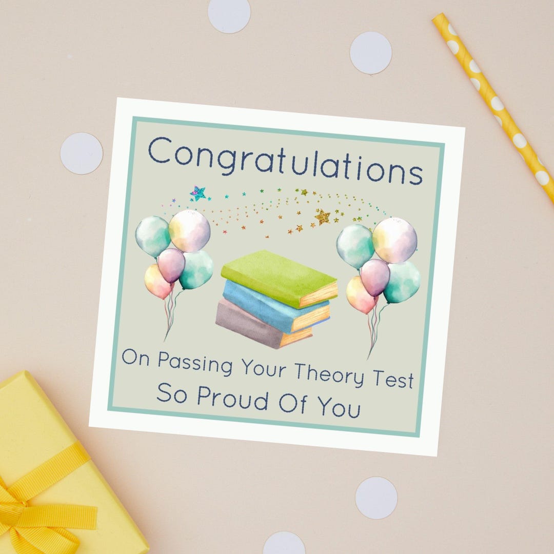 Theory Test Congratulations Card: Well Done Passing Exams - Etsy UK