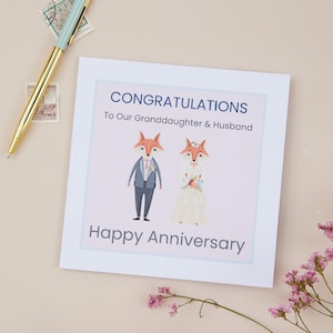 Carte d'anniversaire de petite-fille et de mari, carte de célébration d'anniversaire de mariage de petite-fille, carte de célébration de mariage de couples